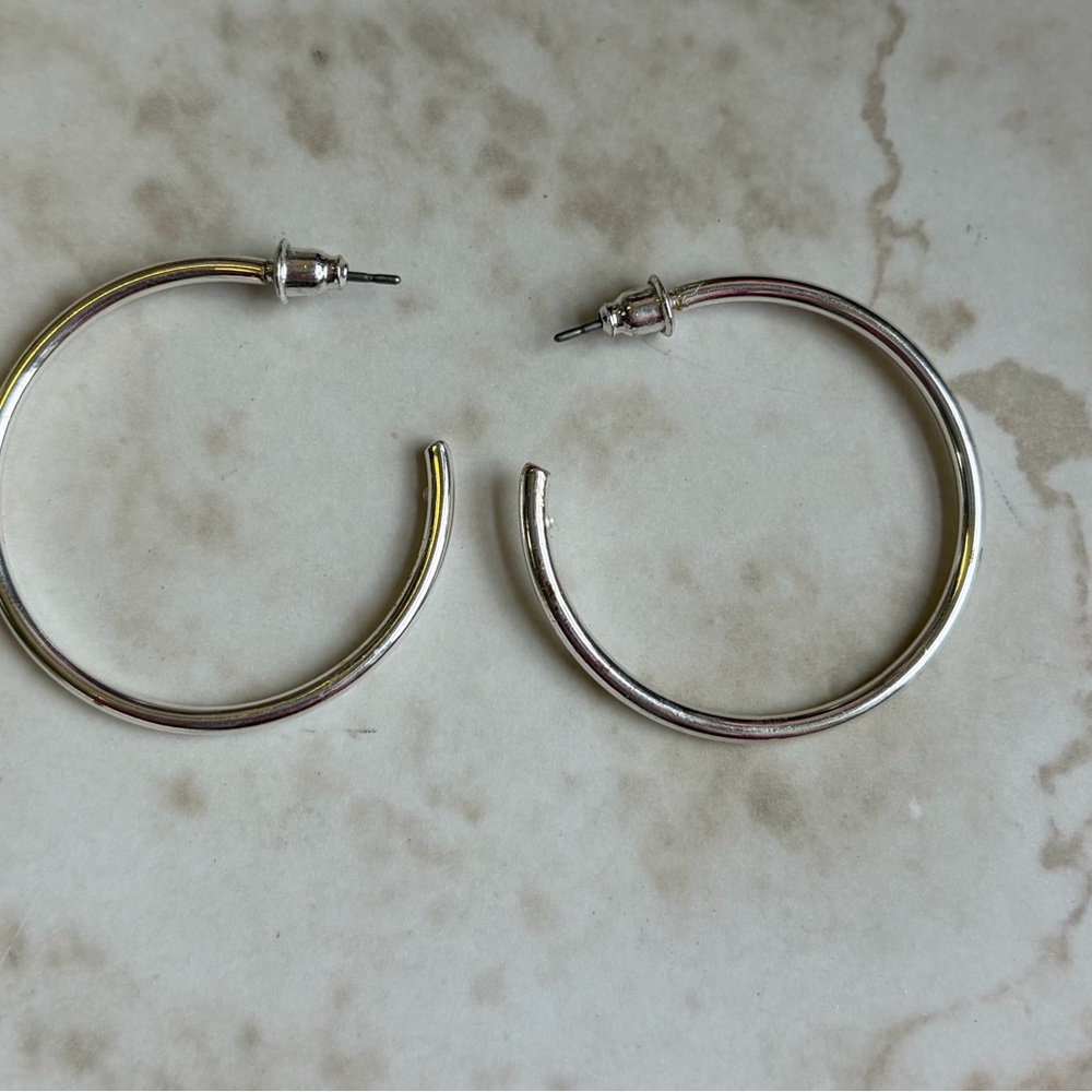 Silver Hoop Earrings - Classic Women's Jewelry